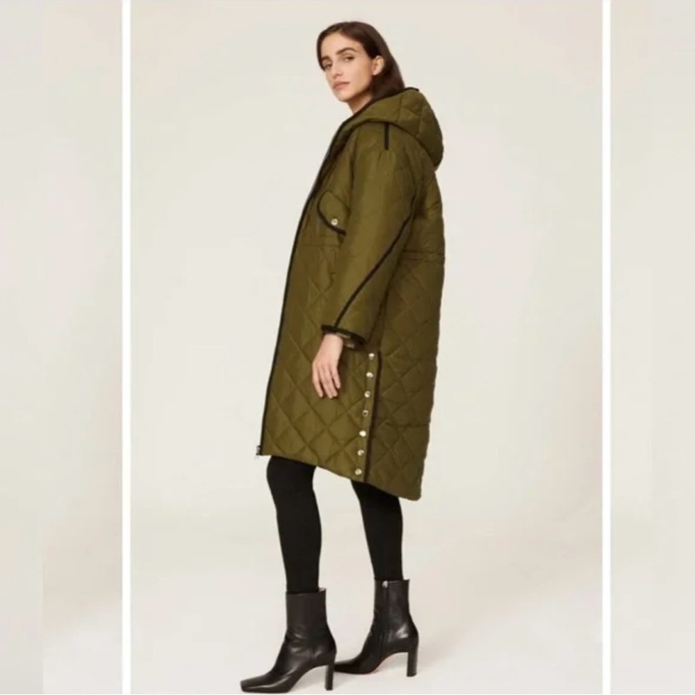 (NEW) Maje Reversible Quilted Jacket (khaki green / black) - size S